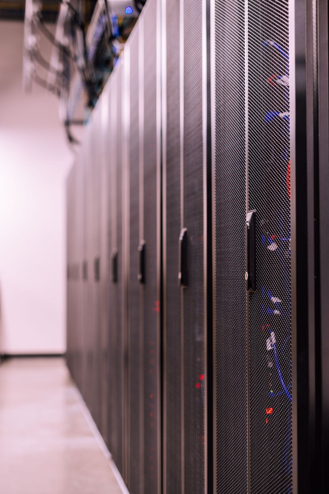 Rows of servers in a data center